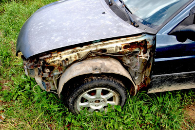 Old Van with Missing Quarter Panel to Sell to Junk Yard